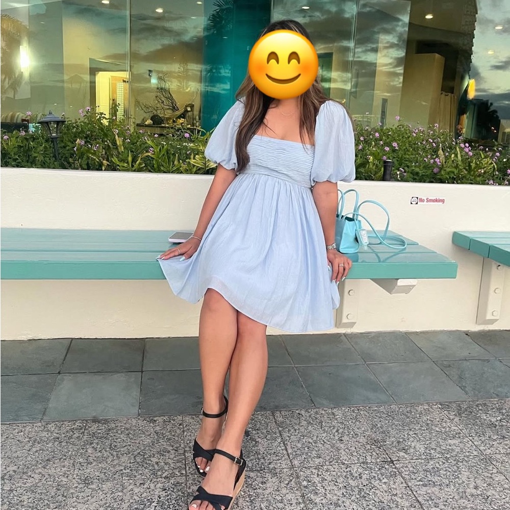 Abercrombie & Fitch Emerson Ruched Puff Sleeve Mini Dress